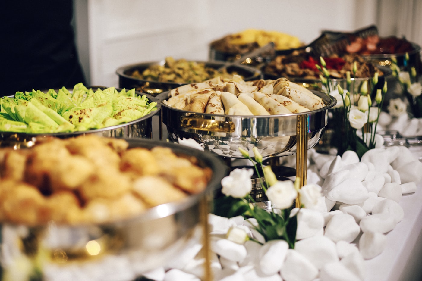 Premium water at a catering spread
